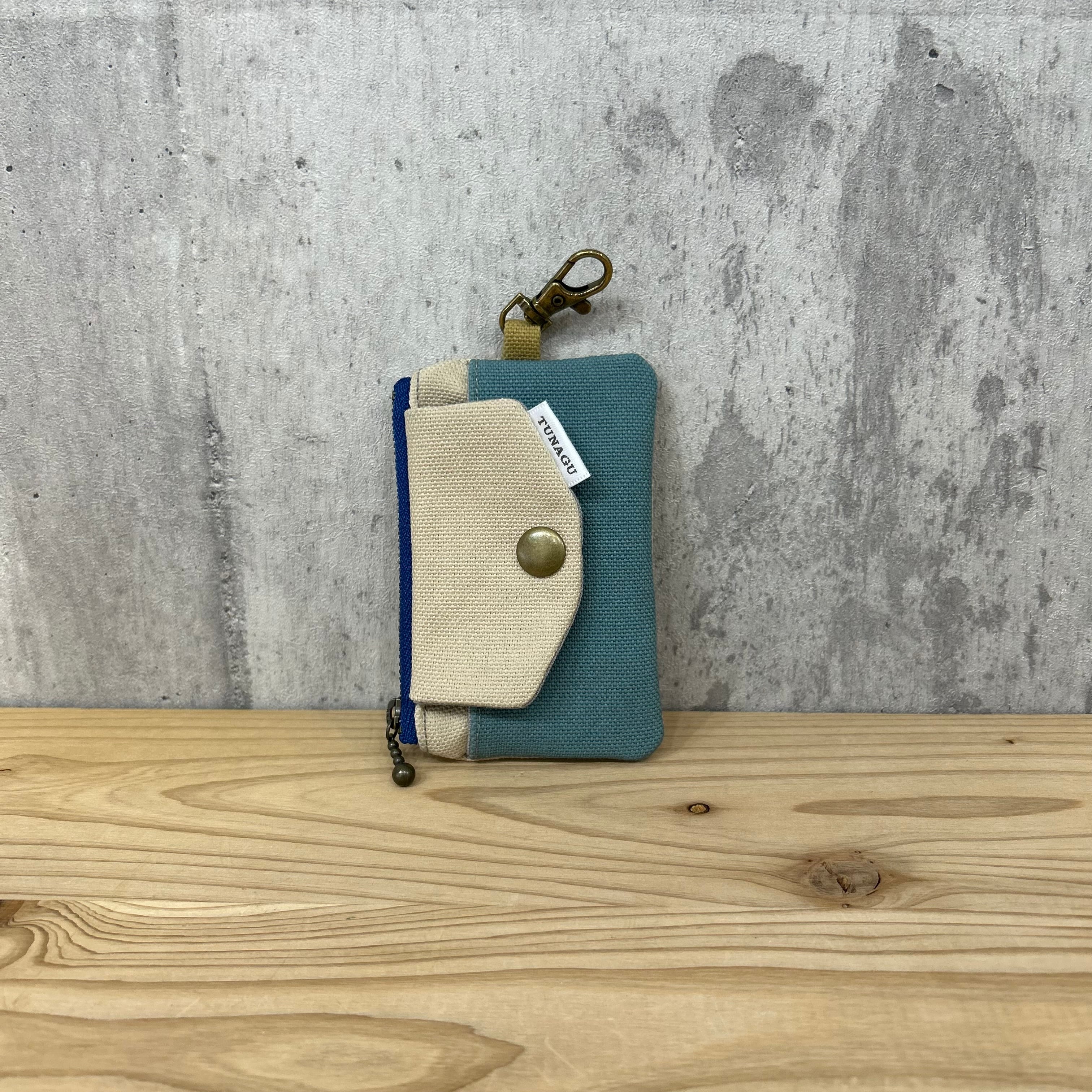 .+*Mini Wallet / カードや小銭、お札入れに【グレーベージュ×アイスグレー】