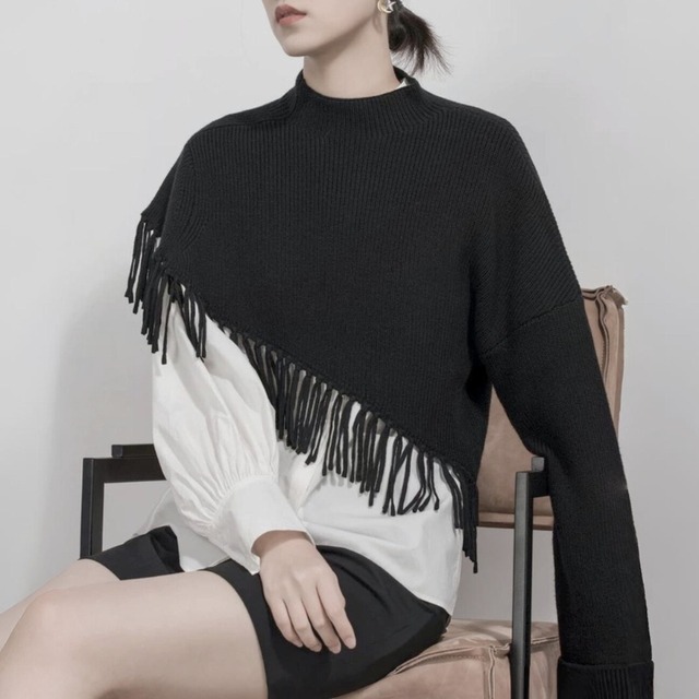 Fringe layered knit C1250