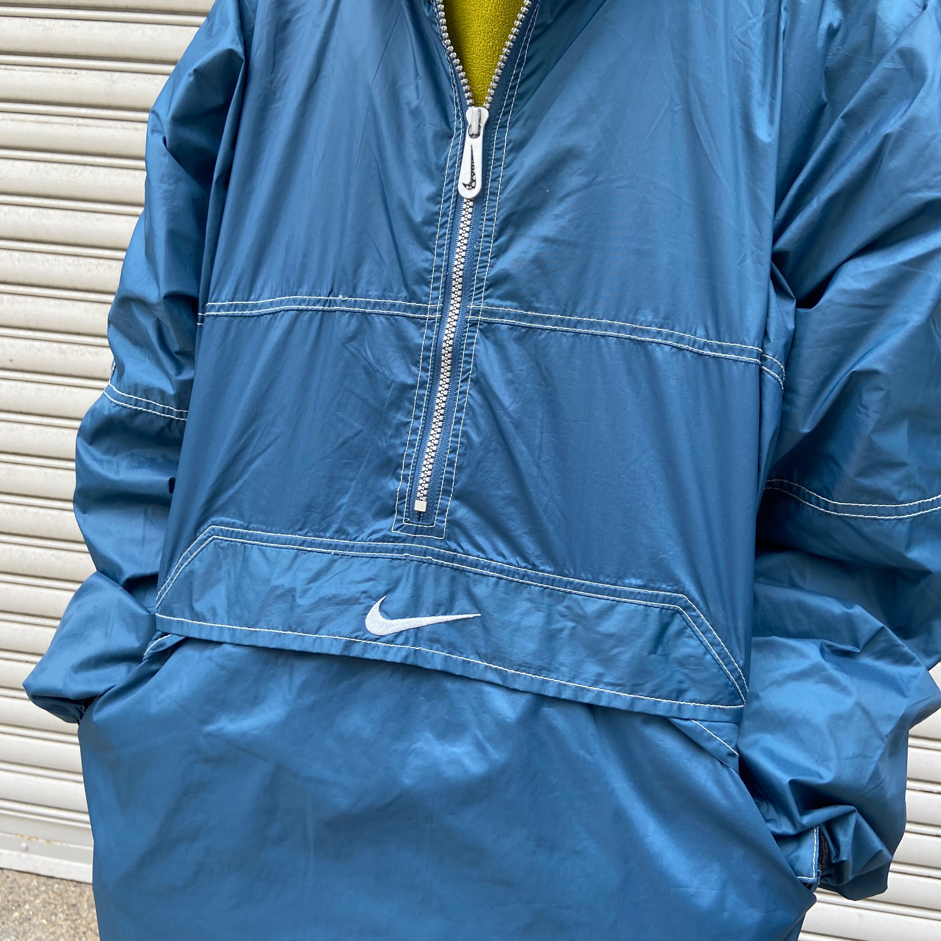 送料無料』90s NIKE ナイキ ナイロンアノラックパーカー ネイビー L ス