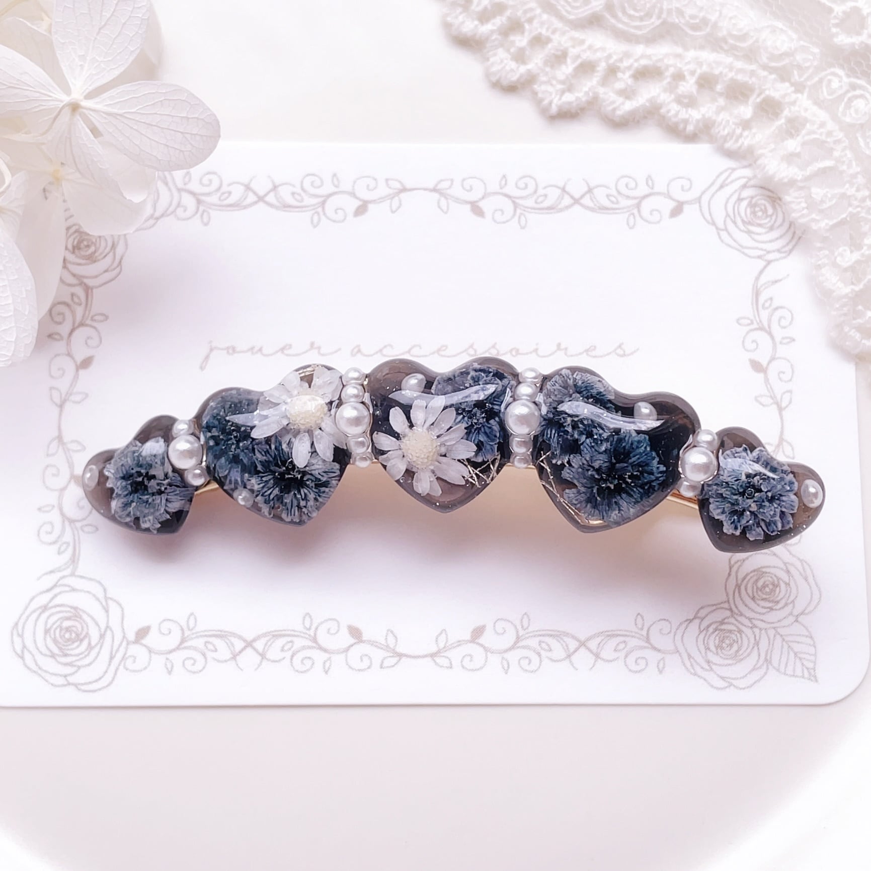 Flan "フラン" カーブヘアクリップ(noir black)