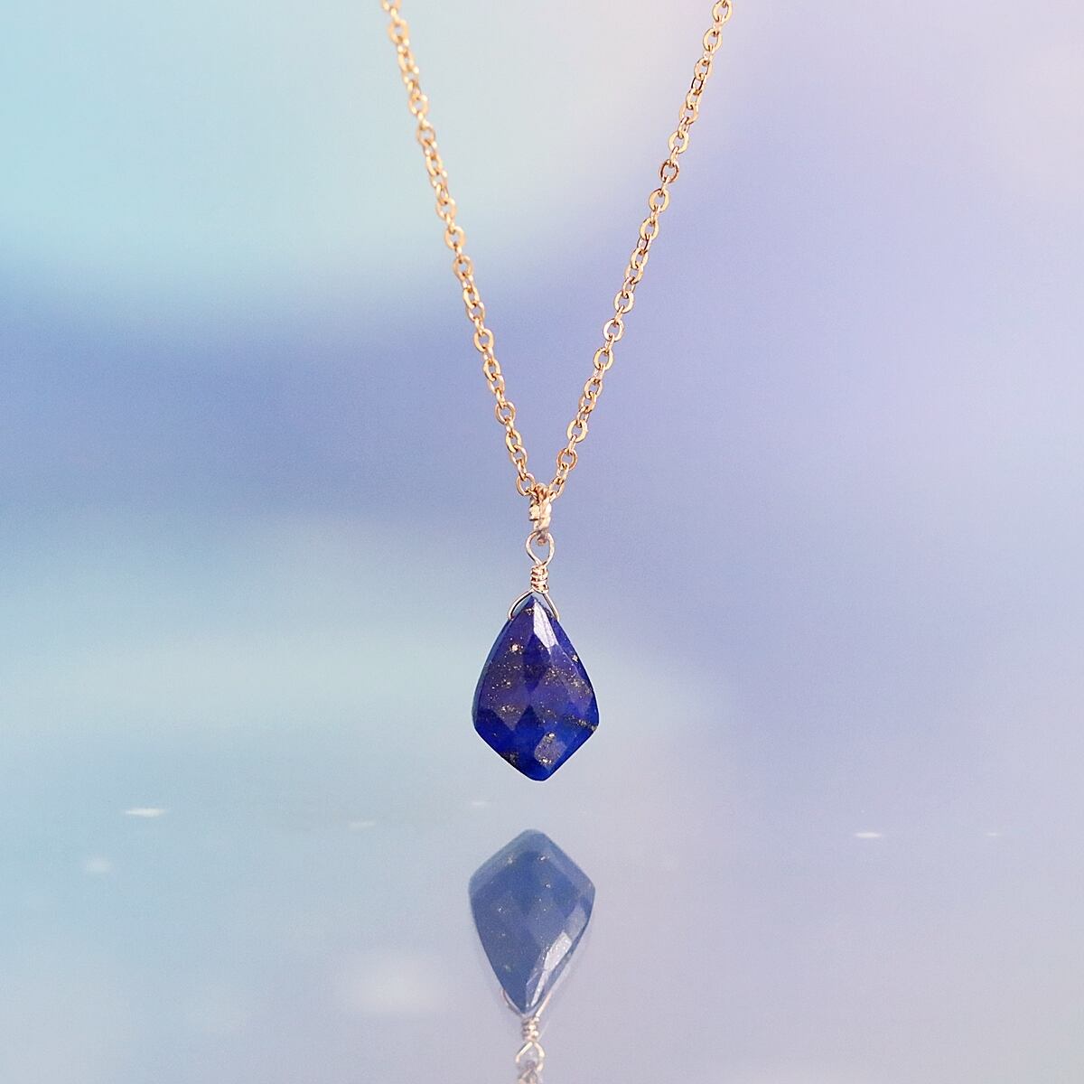 大粒ラピスラズリのマーキスカットネックレス｜14Kgf | Bear's