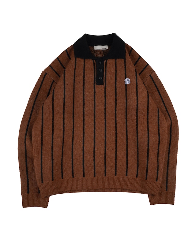 【#Re:room】STRIPE BIG KNIT POLO［REK137］