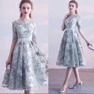 ★送料無料★9号（M)☆花柄刺繍レースミディアムドレス(OPN2300）