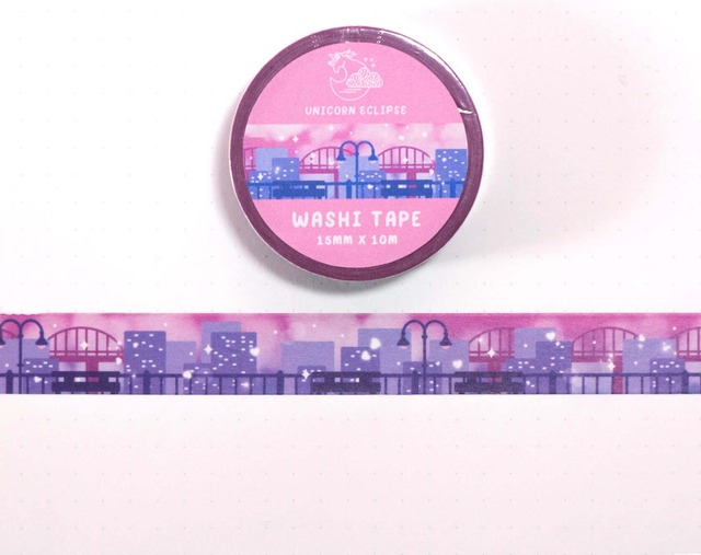 幻想的な夜景の和紙テープ　15mm×10m　City Skyline Washi Tape【Unicorn Eclipse】[UE-21]
