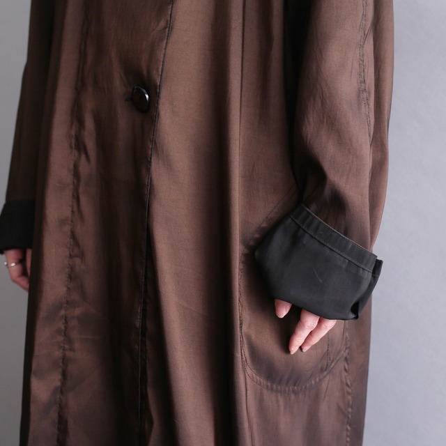 2-way reversible design  pleats fooded long coat