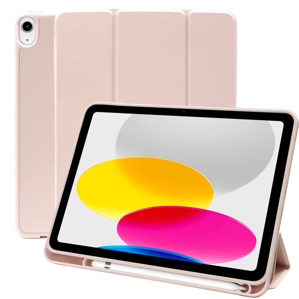 MS factory iPad A16 ケース 11世代 10世代 ペン収納 耐衝撃 カバー ipadケース 第10世代 (2022) 第11世代 11インチ (2025) 用 アイパッド オートスリープ スタンド ピンクサンド IPD-10-S-HDR-PK