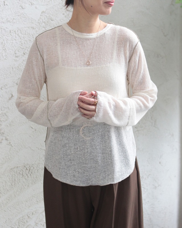 【hunch】甘よりシアー 配色メロウトップス　(250958)