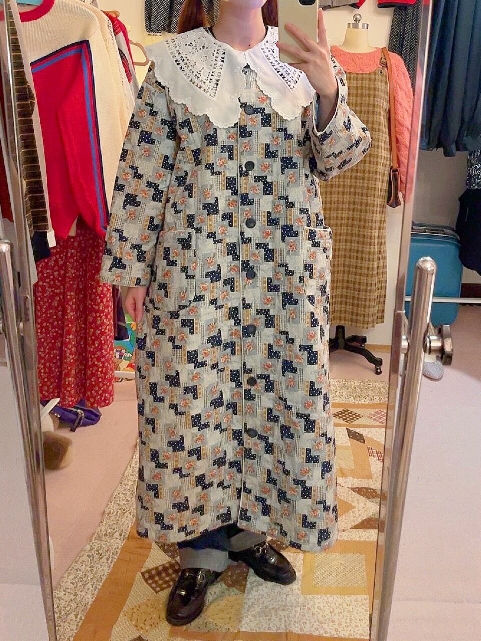 light blue flower quilting coat