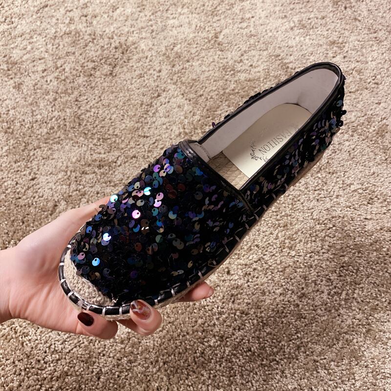 シングルシューズレディース2020春新しいinsタイドネットレッドスパンコール快適な漁師シューズレイジーワンペダルビーニーシューズレディース 部族の婦人靴5691268