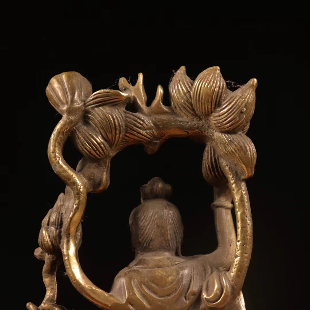 美術品・アンティーク・コレクション 蓮華地蔵王仏像 菩薩 観音 銅製