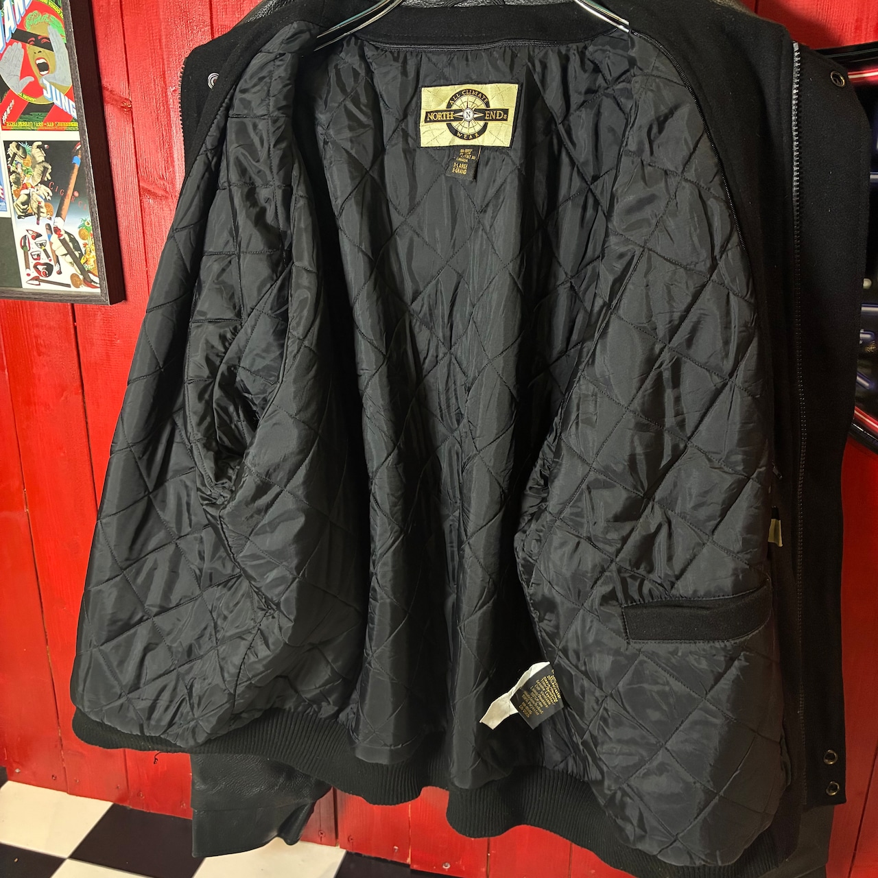 90s カナダ製|本革×ウール|オールブラック スタジャン