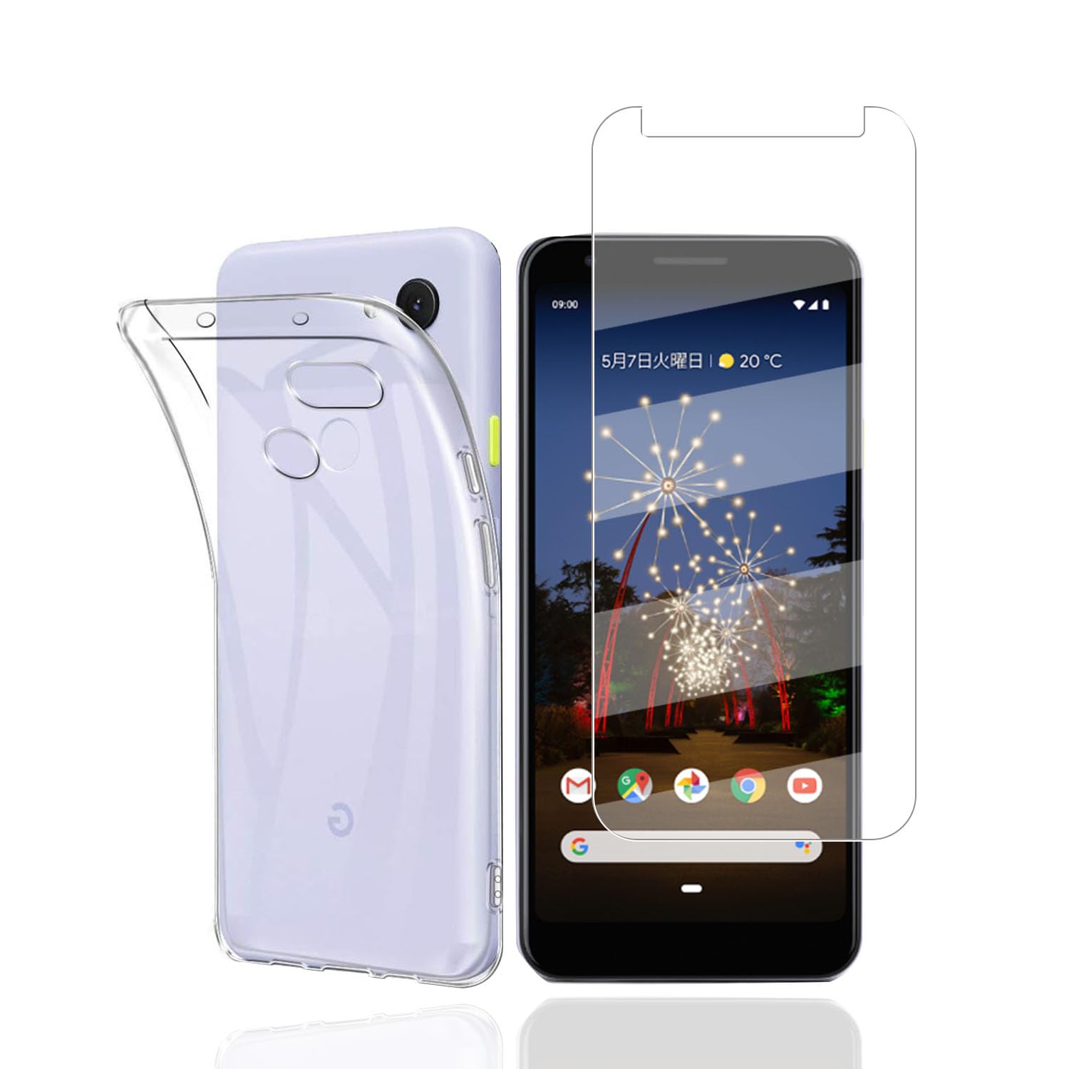 【1枚ガラスフィルム+1枚TPUソフトシェル】 Google Pixel 3a 用の フィルム 液晶保護 フィルム 強化ガラス 硬度9H 高透過率 気泡ゼロ 指紋防止 飛散防止For Google Pixel 3aケース クリア TPU 耐衝撃 落下防止 専用保護 シリコン ケース Google Pixel 3a 用の ガラスフィルム + TPU セット