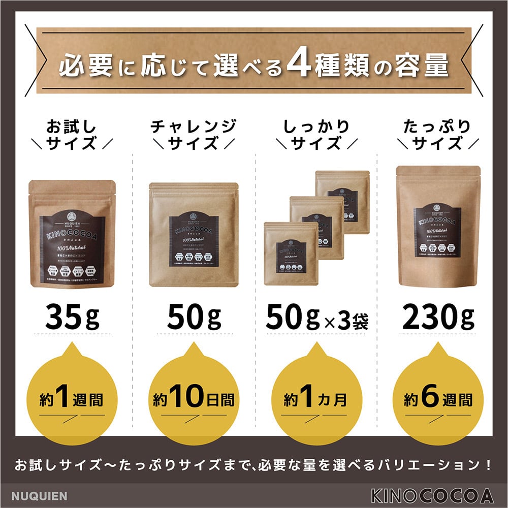 お試し1週間分 甘くない腸活サポートココア 【きのここあ】 35g × 1袋