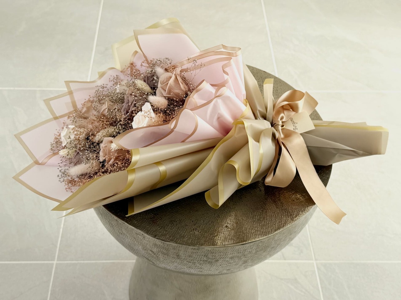 Hazel（ヘーゼル）｜プロポーズブーケ／12本のプリザーブドローズ ベージュ - 4