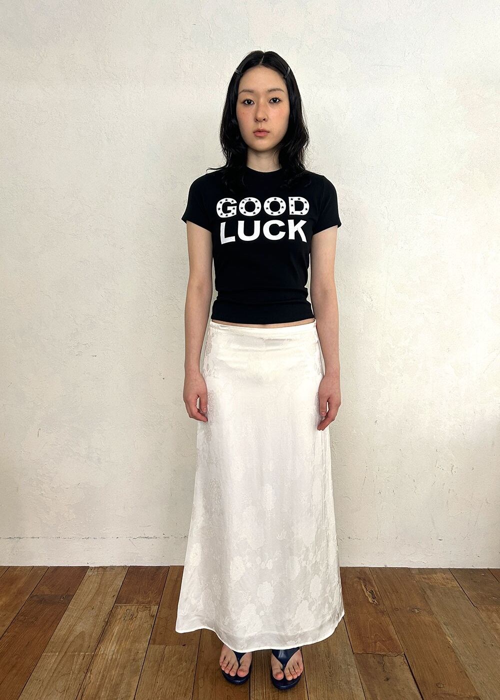 【more jude】 韓国人気★ Fizz Check Skirt more jude> Fizz Check Skirt / blue | cai