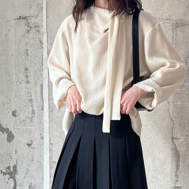 <2カラー>トップス ブラウス ドレープ カットソー ゆったり シンプル 長袖 カジュアル リラクシー