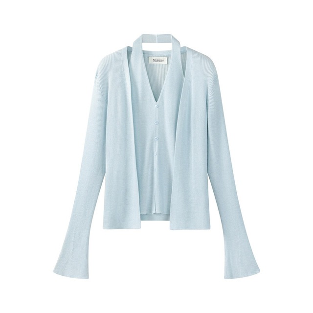 全3色/Rib cardigan ＆ halter tops　B4187