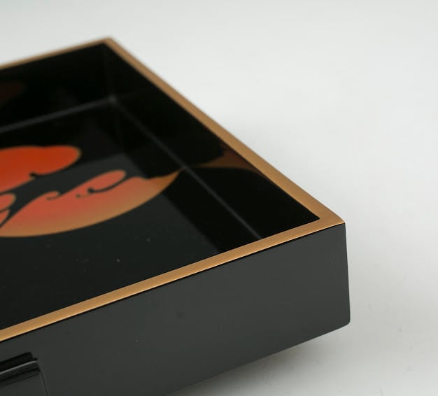 輪島塗 日の出波蒔絵 盛器 菓子器 蒔絵師 光峯 塗師 哲舟 日乃出 漆器
