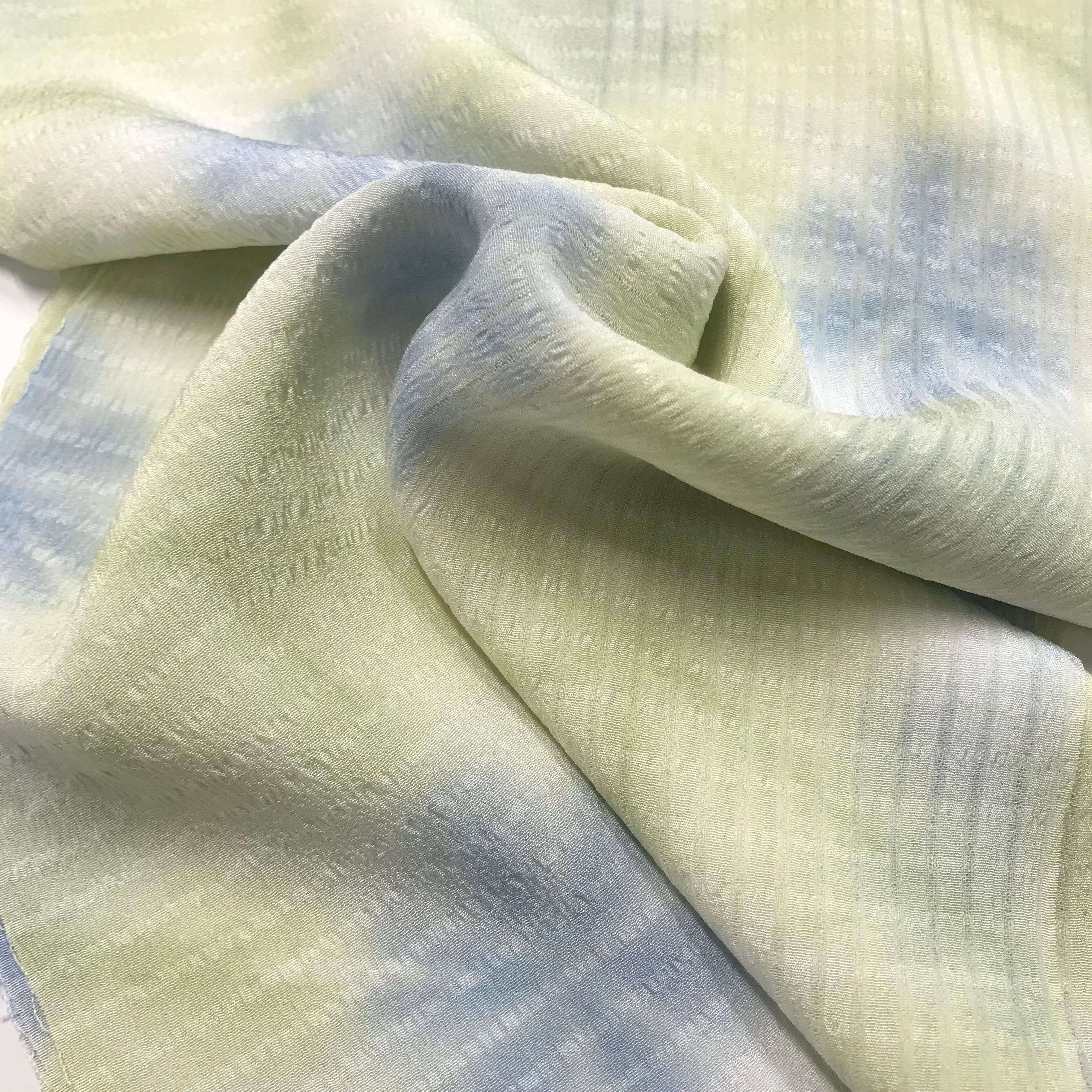 専用出品　雪花絞り帯揚げオールシーズン用！【緑系】藤井絞謹製　若芽色×空色 雪花絞り帯揚げオールシーズン用！【緑系】藤井絞謹製 絹100% 若芽色