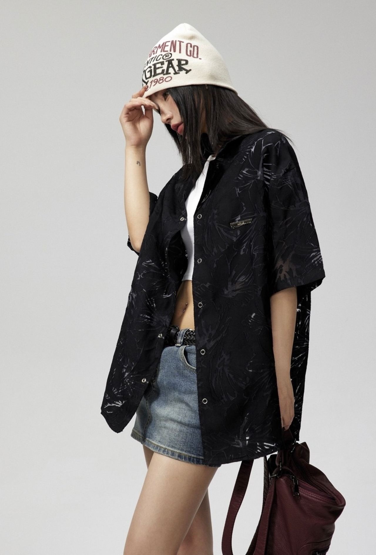 漆影花シャツ UH00054 Ink Bloom Shirt