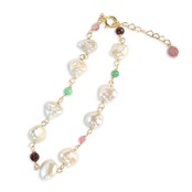 いびつな形も愛くるしい！ パール ｘ カラーストーン ミックス ブレスレット br1001