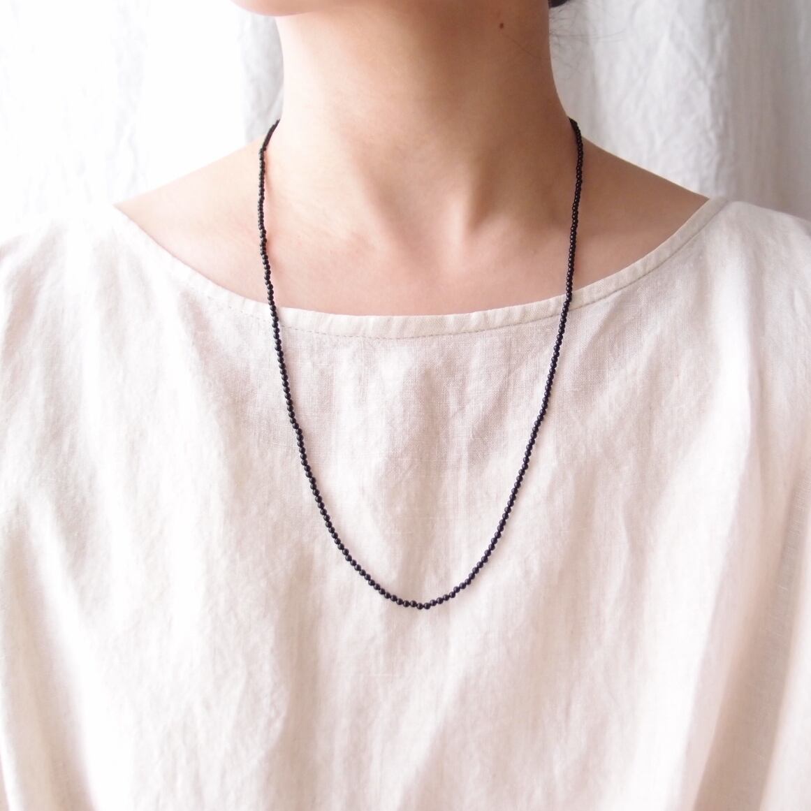 Black Onyx Plane Necklace【SV・受注制作 60cm/2mm】オニキスプレーンネックレス