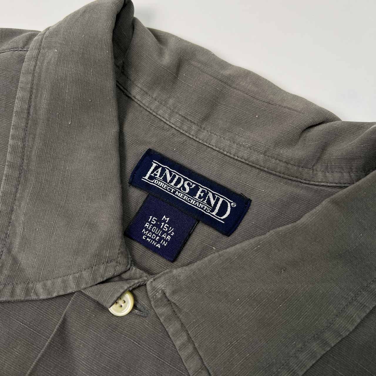 90s LAND'S END ランズエンド シルク&リネン 半袖シャツ サイズ M 15-15 1/2 /メンズ/ビンテージ