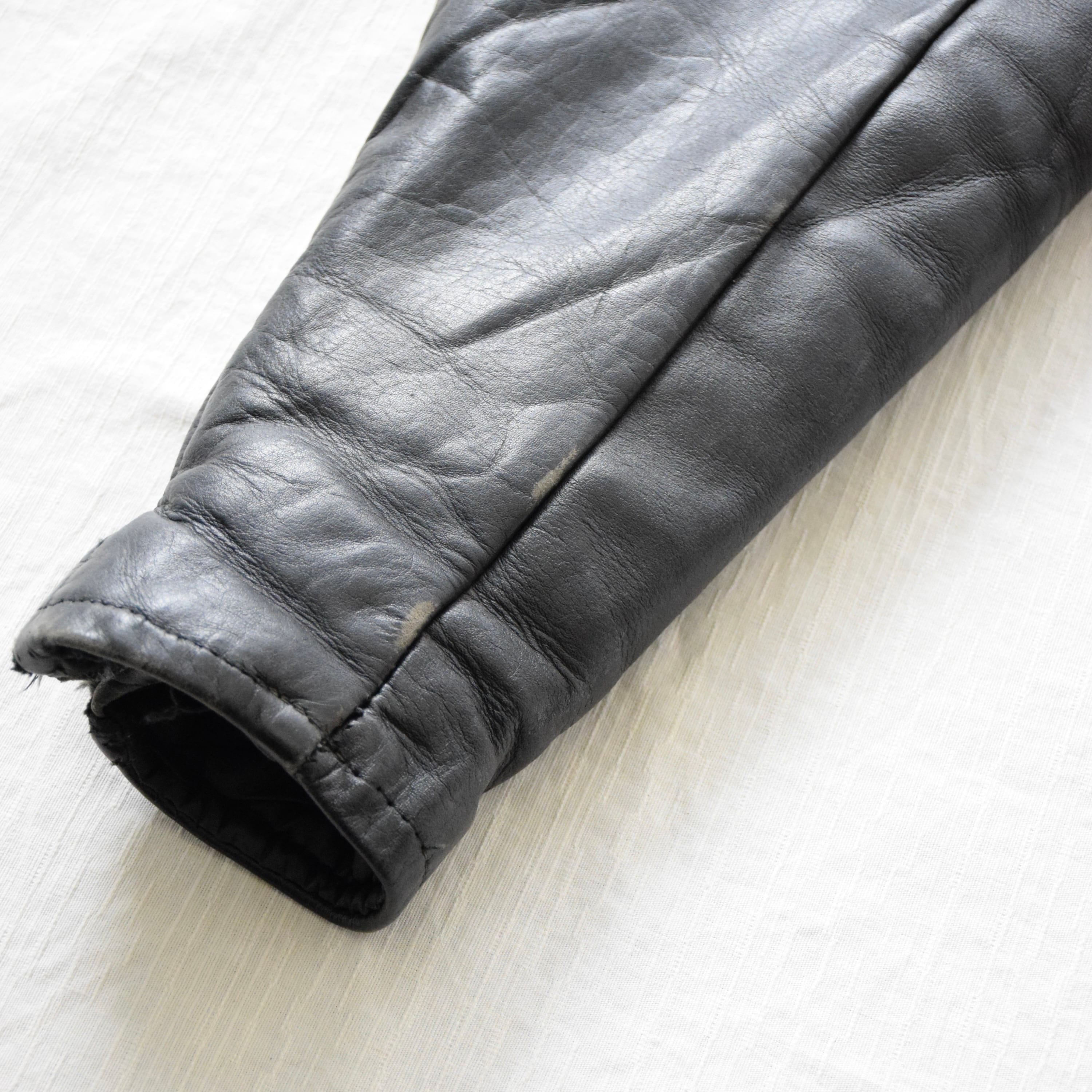 70's GENUINE LEATHER レザージャケット メンズ 40 ブラック