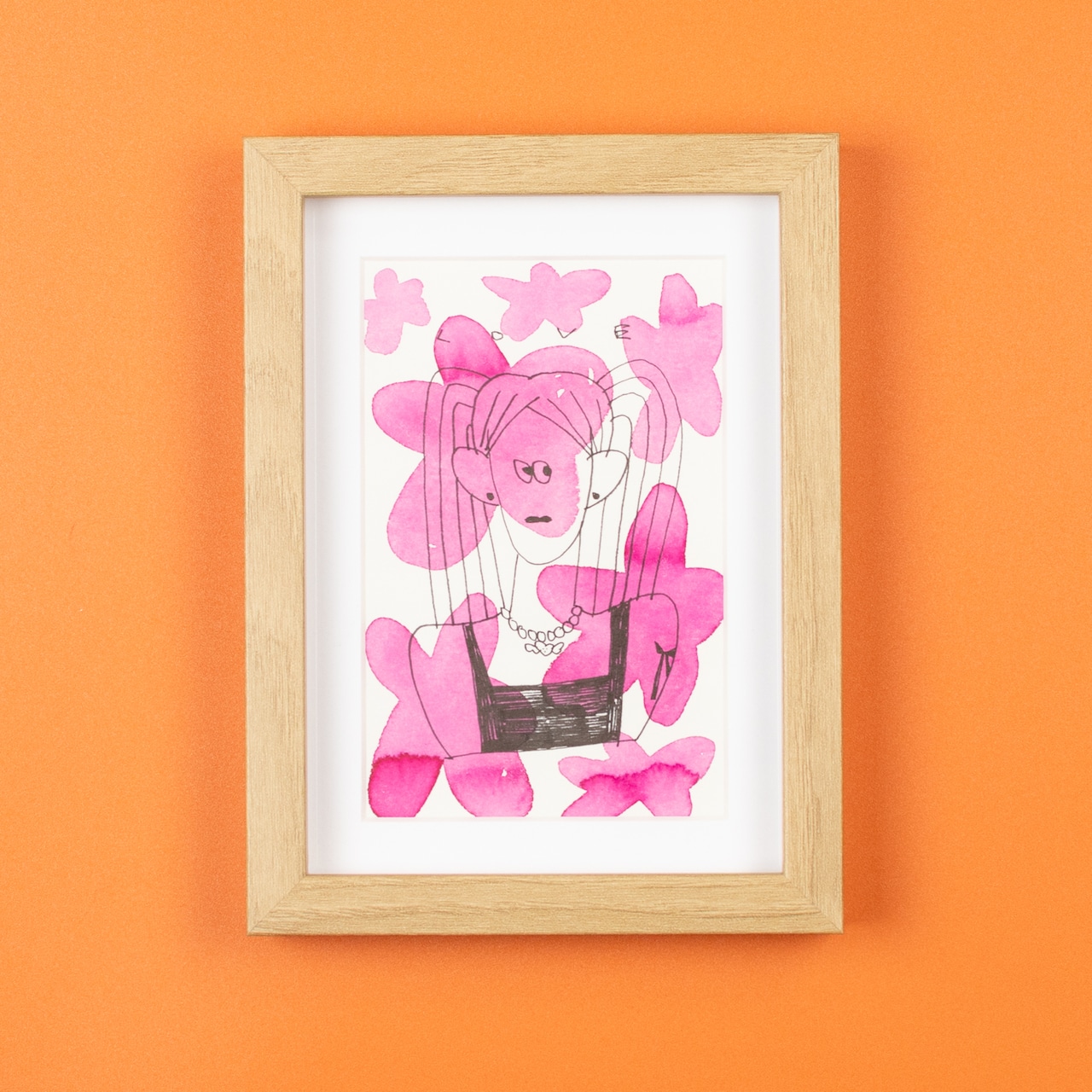 < ナガシまモモ > 原画作品(額付き)「LOVE」