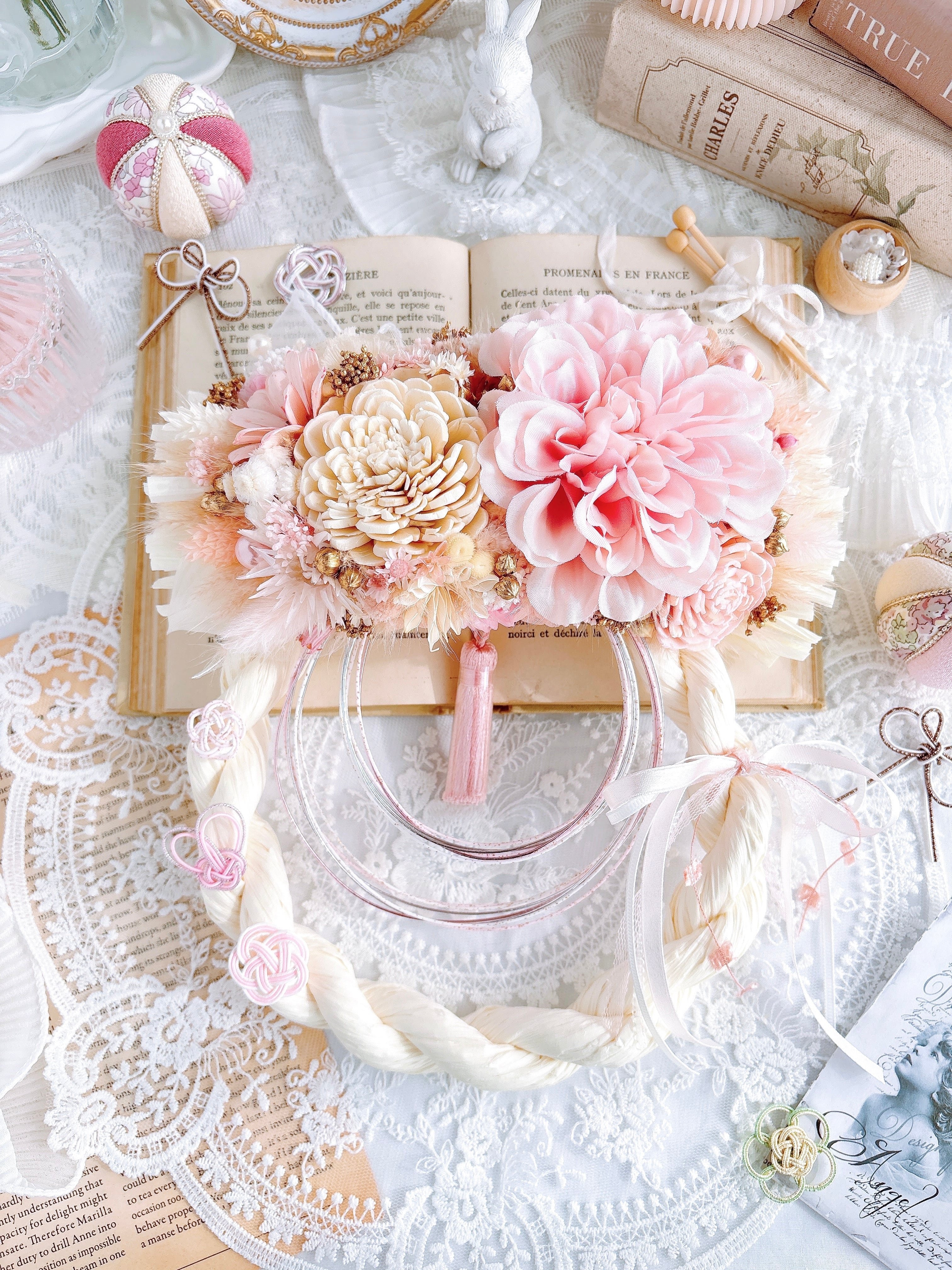 しめ縄リース ~ピュアピンク~