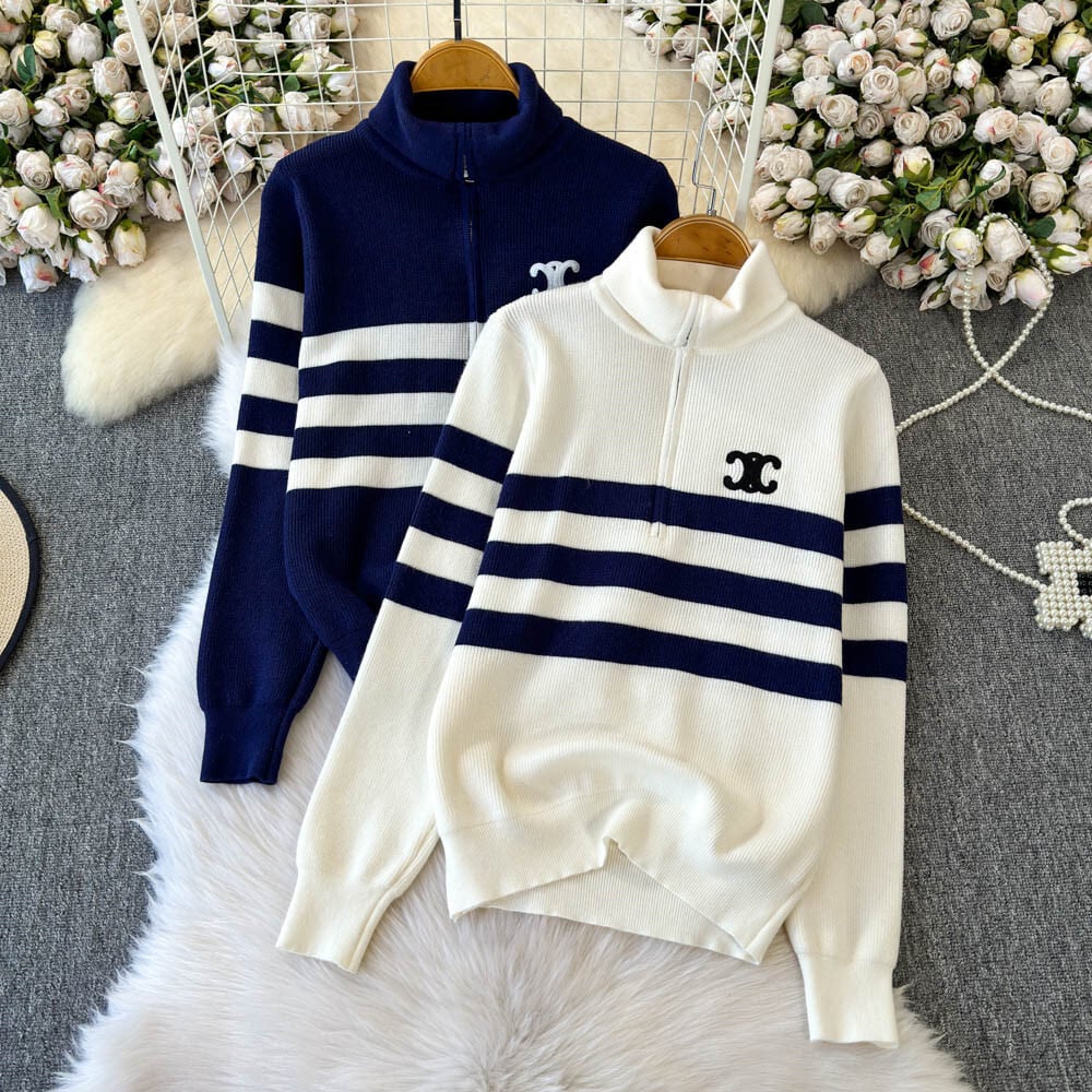 【tops】ボーダー柄ニットトップス N2868