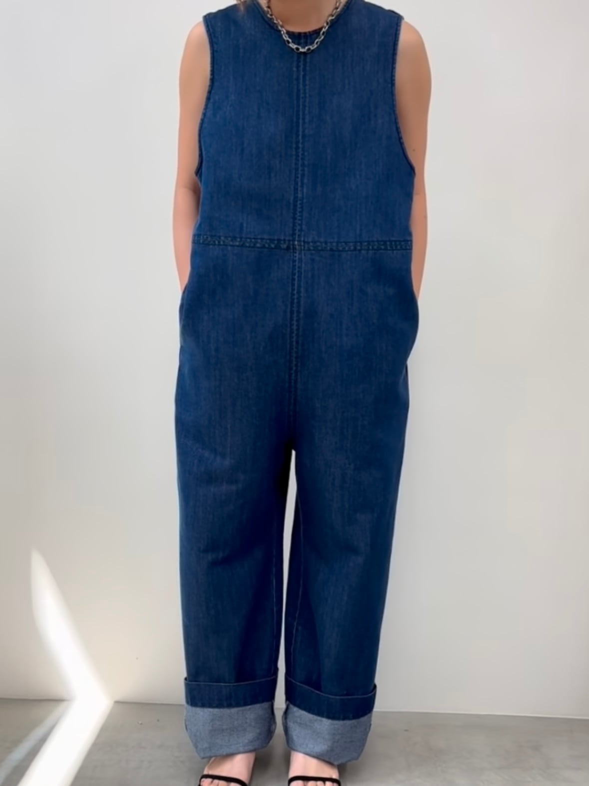 SALE】hwyl(ヒュイル)グリッターデニムサロペット ブルー