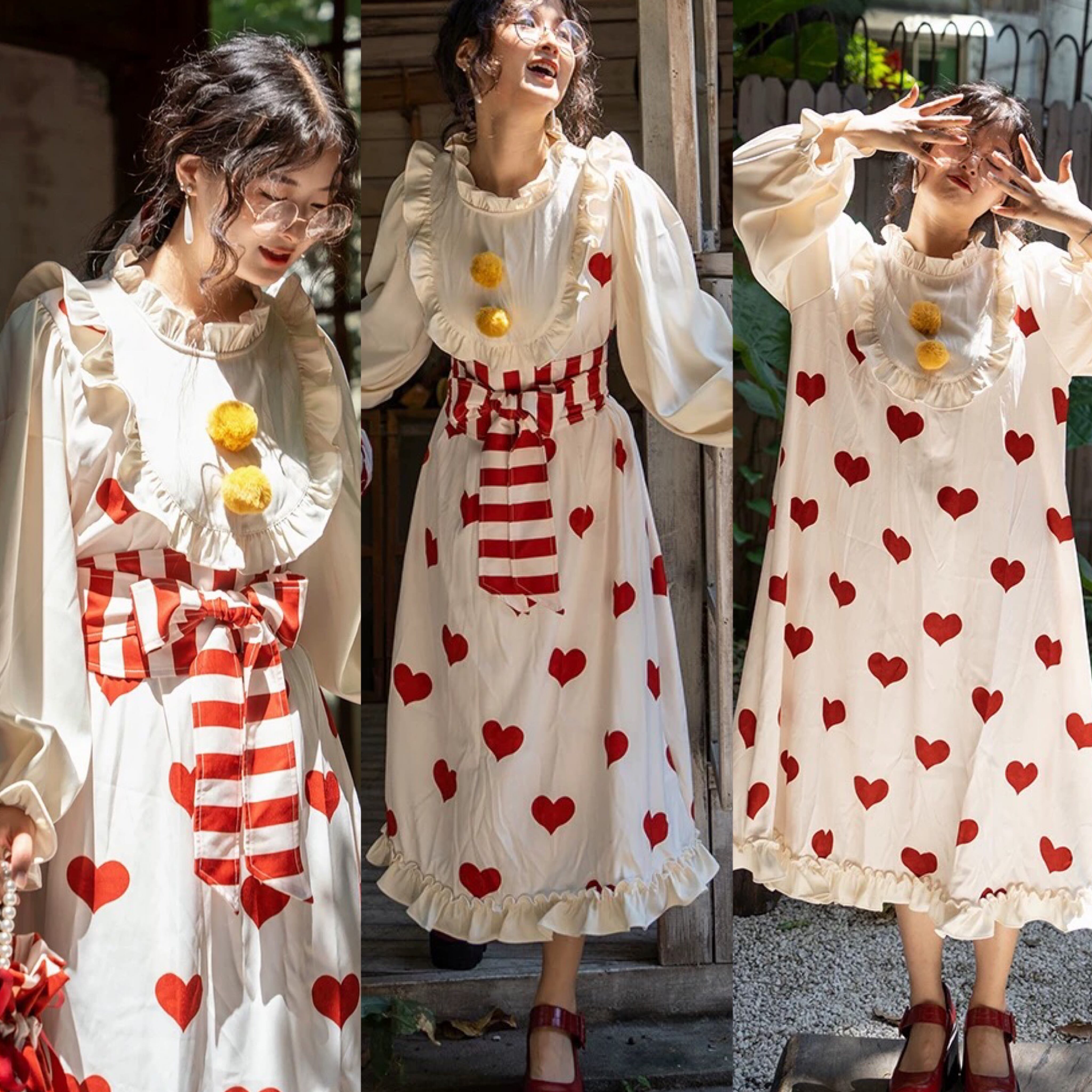 ♡ ドット ワンピース 赤 ♡ 110 フレア 可愛い 水玉 キッズ コスプレ ドット ワンピース 赤（ワンピース｜レディースファッション