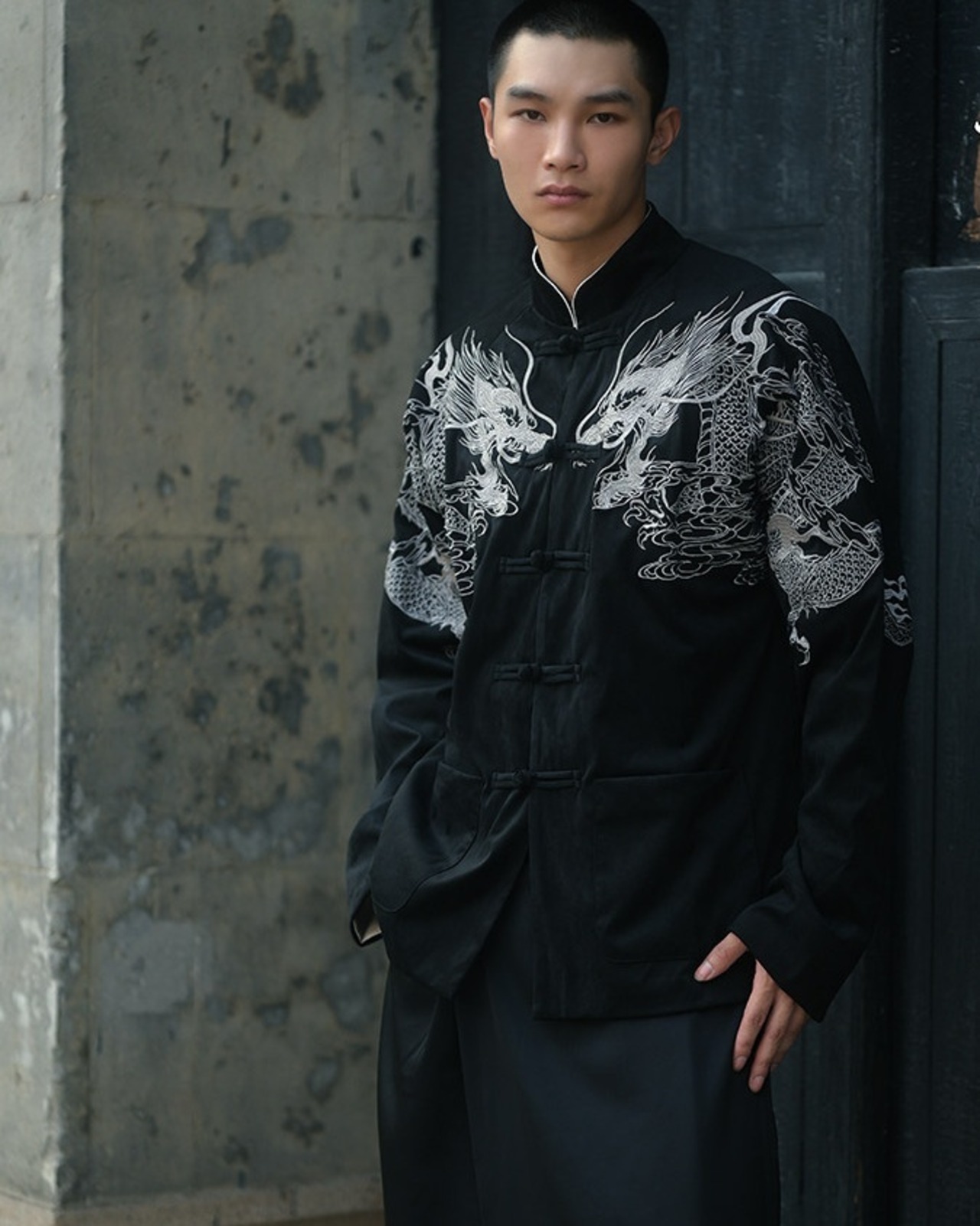 Suede Embroidered Tang-Style Jacket【G1157】