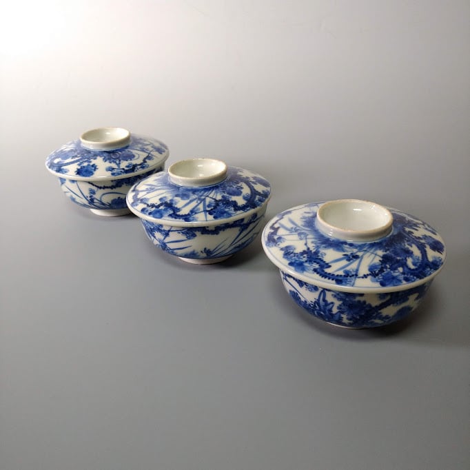 【茶南京釉】 蓋付向附　茶碗蒸し茶碗　蓋付き碗　茶碗　陶器　工芸品　骨董品