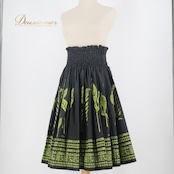 フラダンス 衣装 パウスカート ブラック系 マウナロア 日本製 タパ柄 ハワイアンプリント 植物柄 Maunaloa ハワイアン アロハ レッスン 練習 フラ ダンス グリーン系 黒 黄緑 おしゃれ 大人っぽい 上品 シングル スカート ふんわり フラダンス用 花柄 スカートレディース ウエストゴム ハワイアンスタイル 衣装 練習着 おしゃれ スポーツウエア フレアスカート