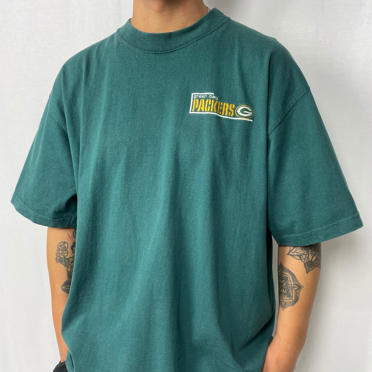 90年代 NFL GREEN BAY PACKERS チームロゴ 刺繍 Tシャツ メンズL 古着 