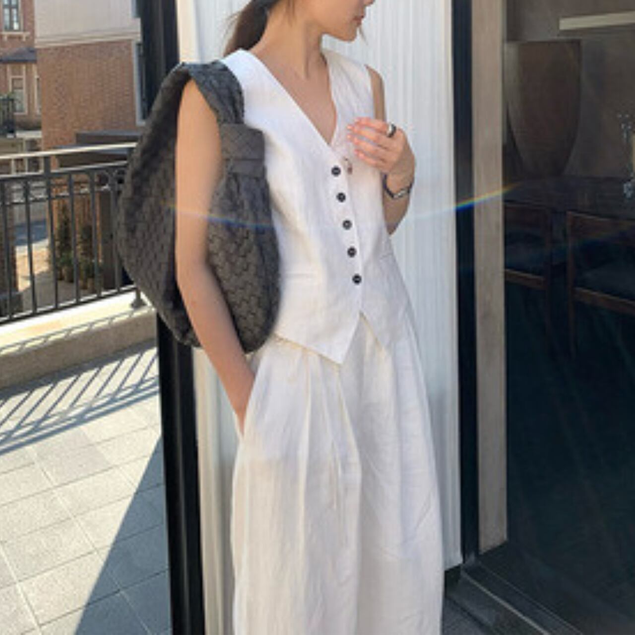 ベスト×ワイドパンツ セットアップ m0071