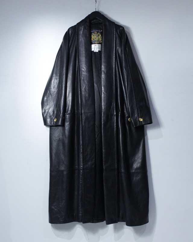【Caka BLACK】80's “La Nouvelle Renaissance”“SAKS FIFTH AVENUE” Vintage Long Leather Gown Coat