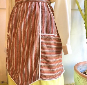 VINTAGE brown stripe cotton apron