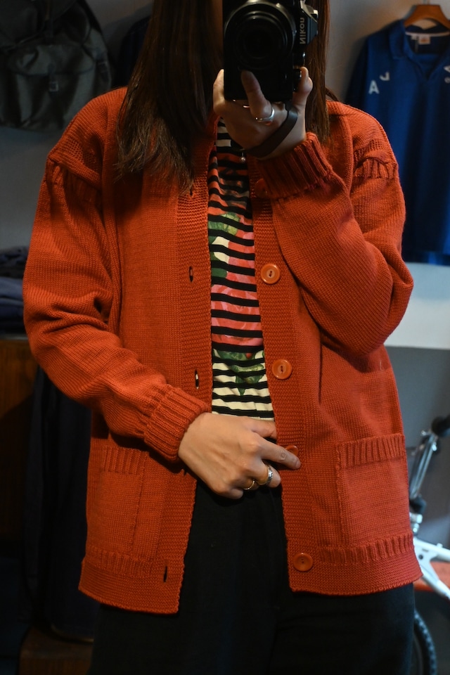 vintage red guernsey cardigan　248