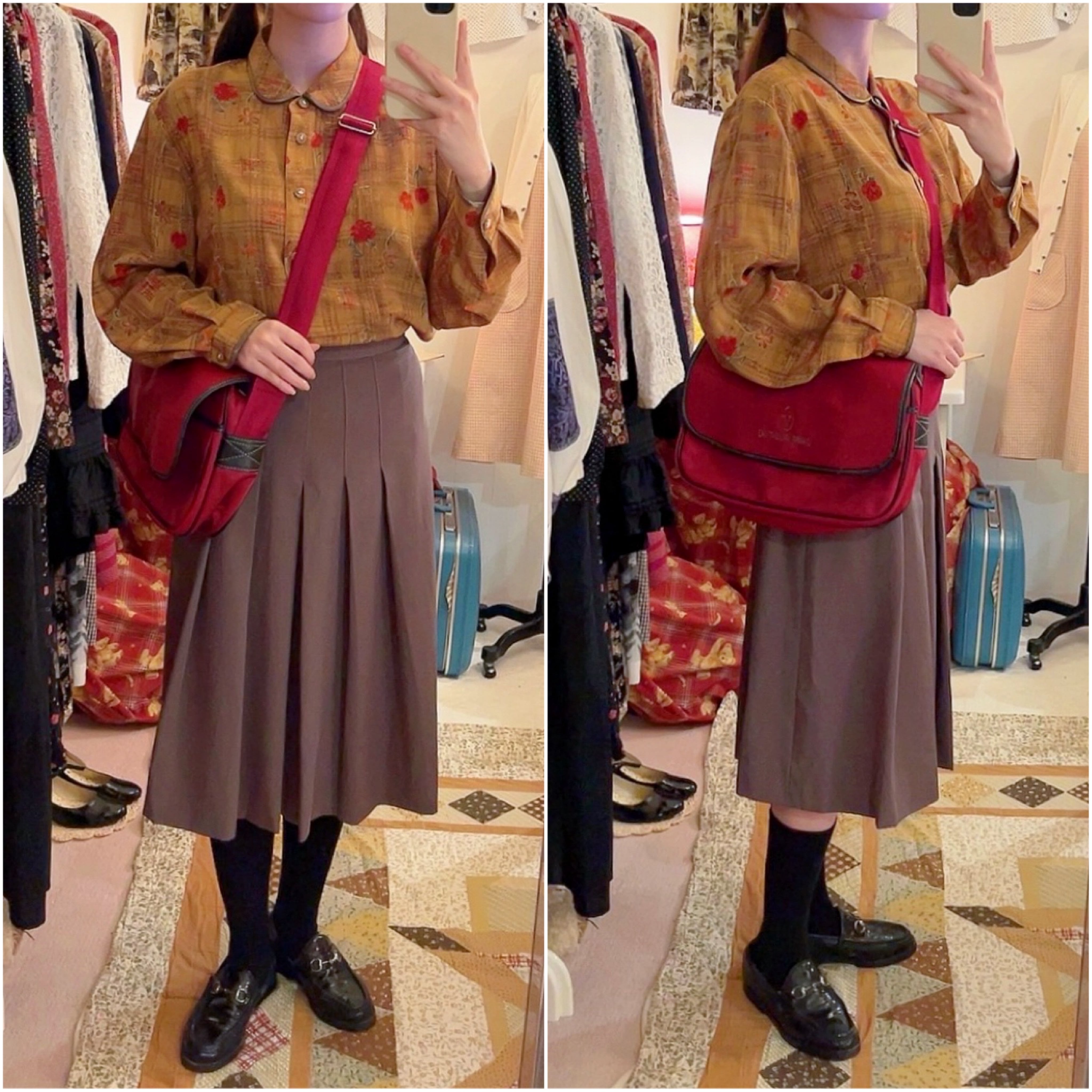 GIANNI VALENTINO / wine red shoulder bag