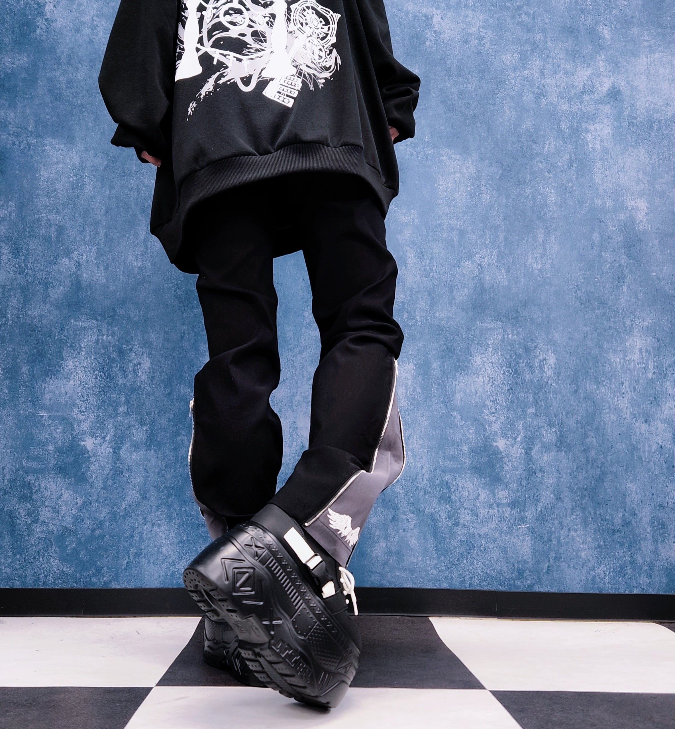 裾ZIPPER 2WAY UNISEXスキニーパンツ【WING】 | NIER CLOTHING