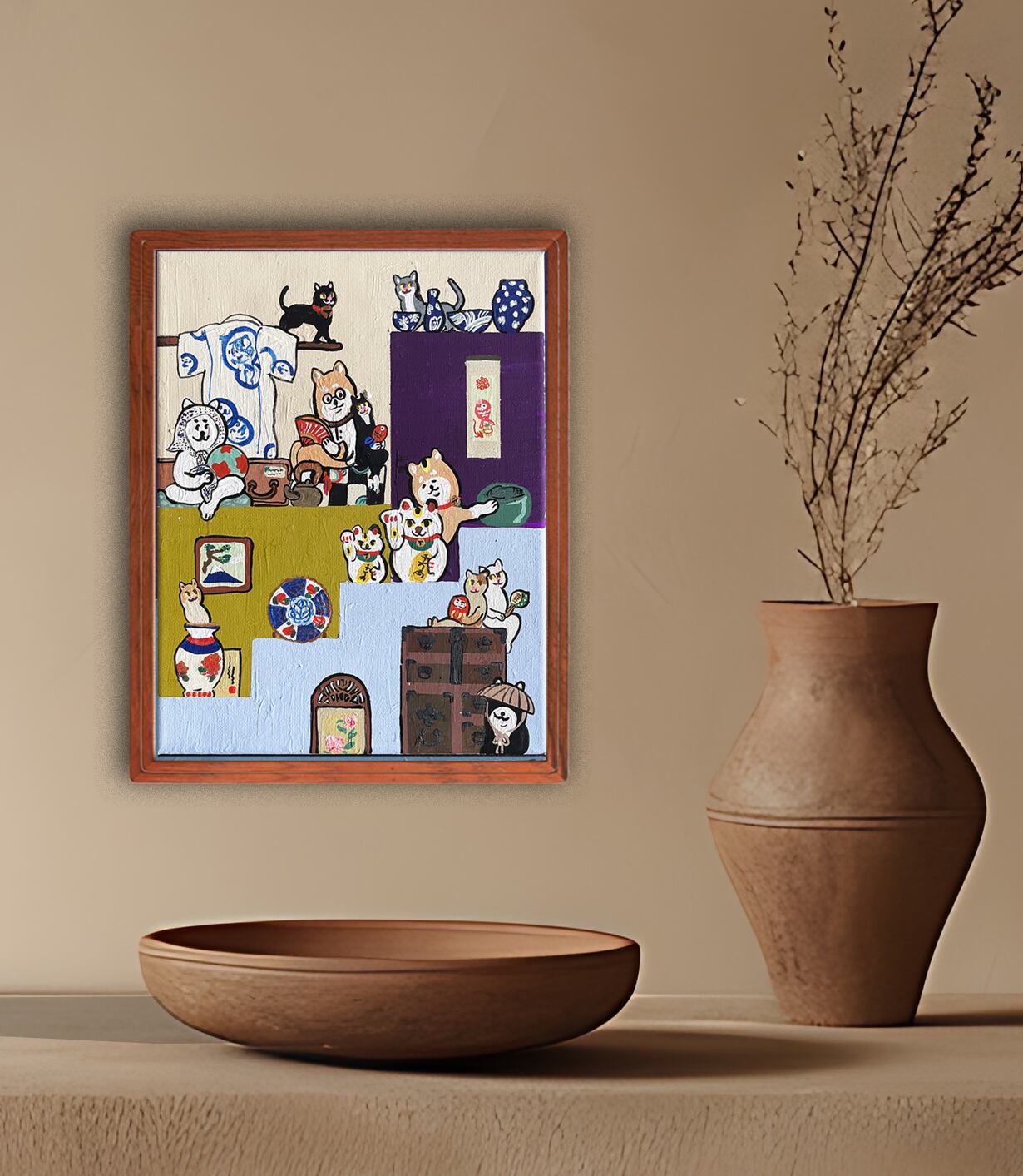 原画：3号】古道具屋の柴犬達(Shiba dogs at an antique shop