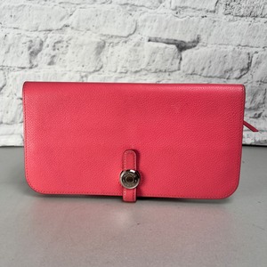 HERMES エルメス ドゴン レザー 長財布 ピンク A-14291