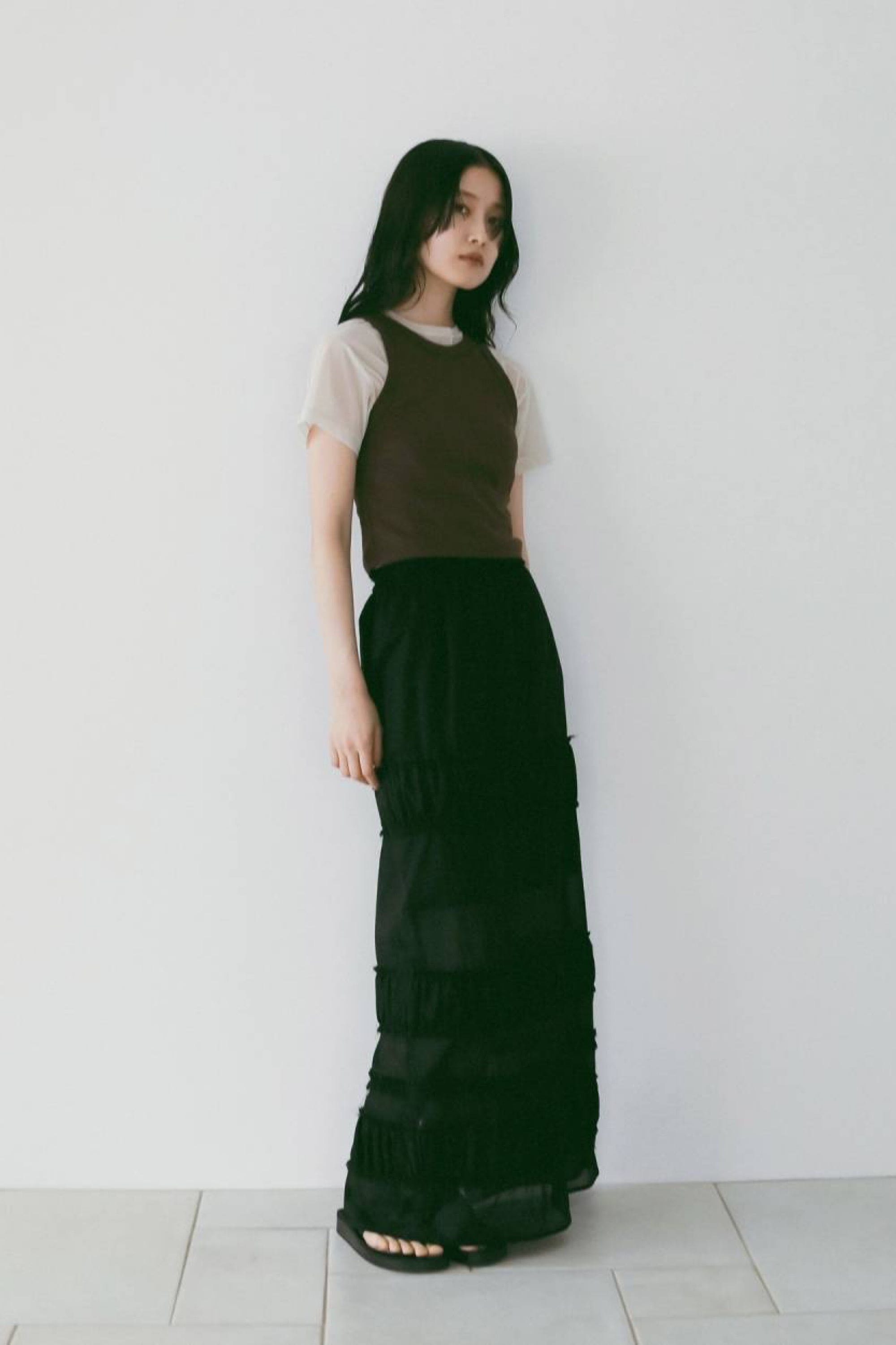 ànuke Tiered Pencil Skirt ティアードペンシルスカート Black