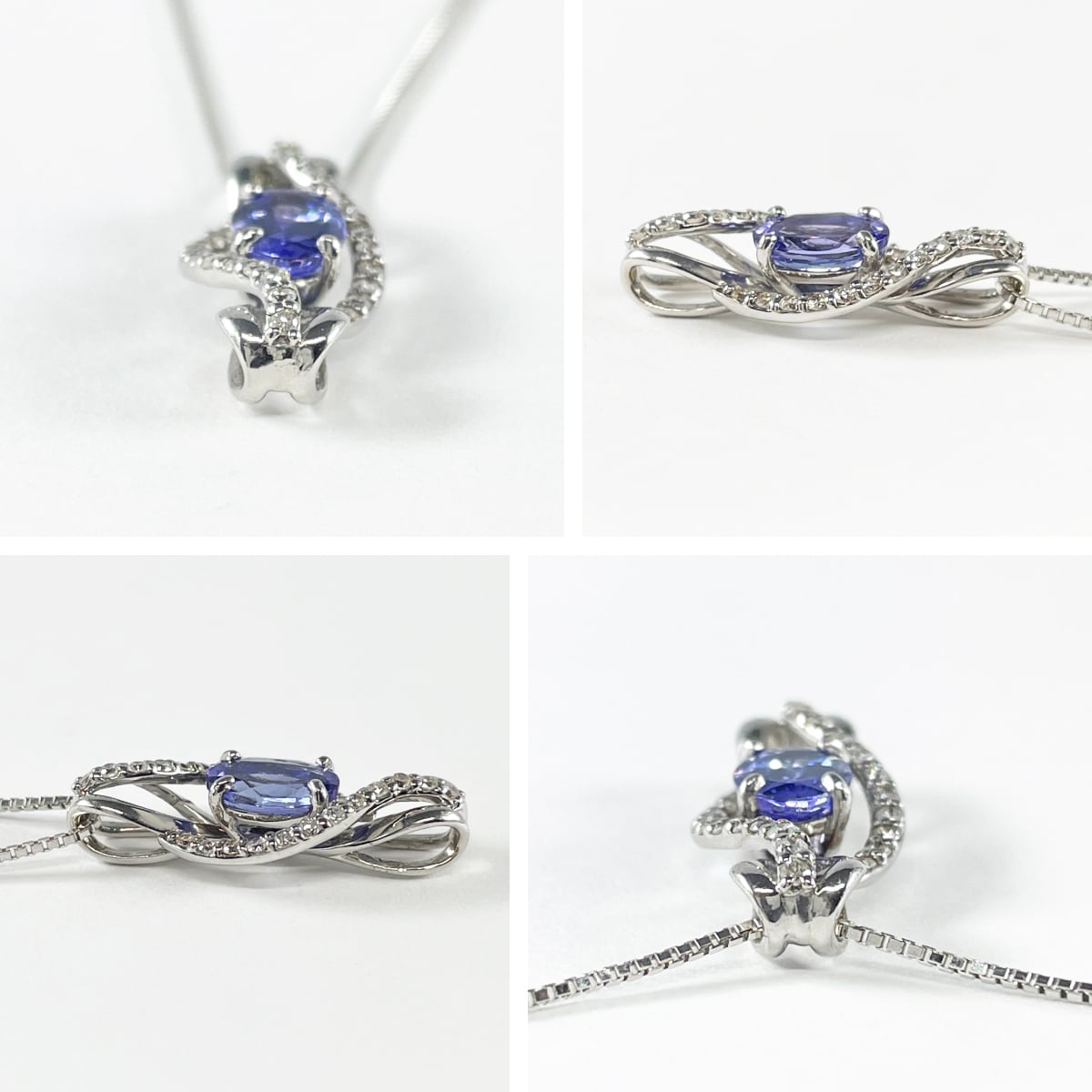K18WG 天然タンザナイト 0.80ct ダイヤ 0.18ct ネックレス K18WG 天然タンザナイト 0.80ct ダイヤ 0.18ct ネックレス