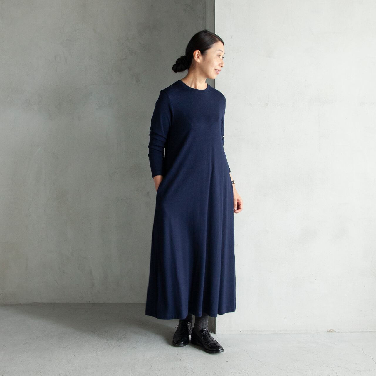 Sサイズ ネイビー Hand Room Women S のウォッシャブルウールワンピース 天然生活 Online Shop