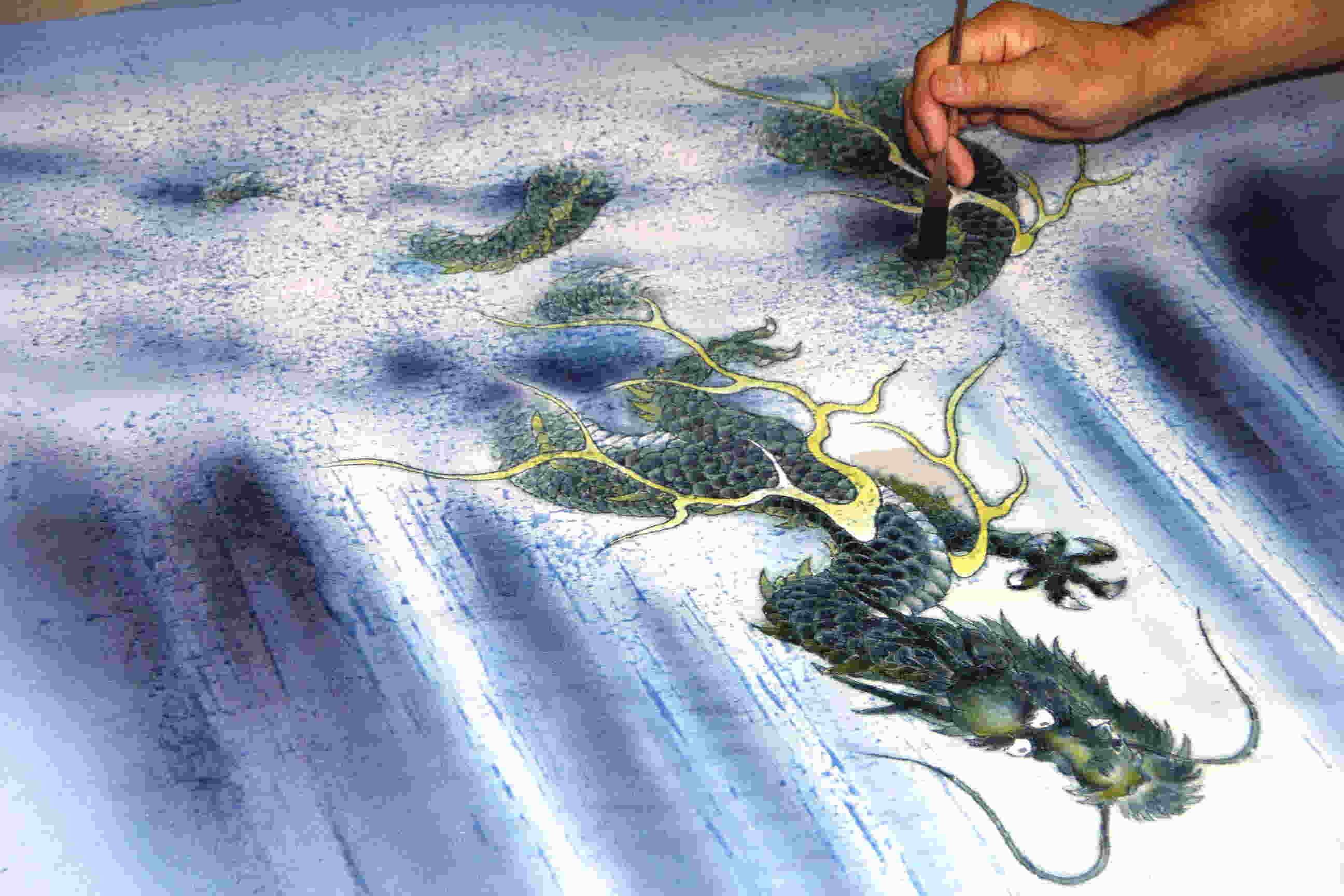 龍の絵「昇龍」染め絵 | 龍の絵 龍神の絵 鳳凰の絵 アトリエ一耕