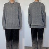 ロゴ刺繍ルーズシルエットポロknit/グレー